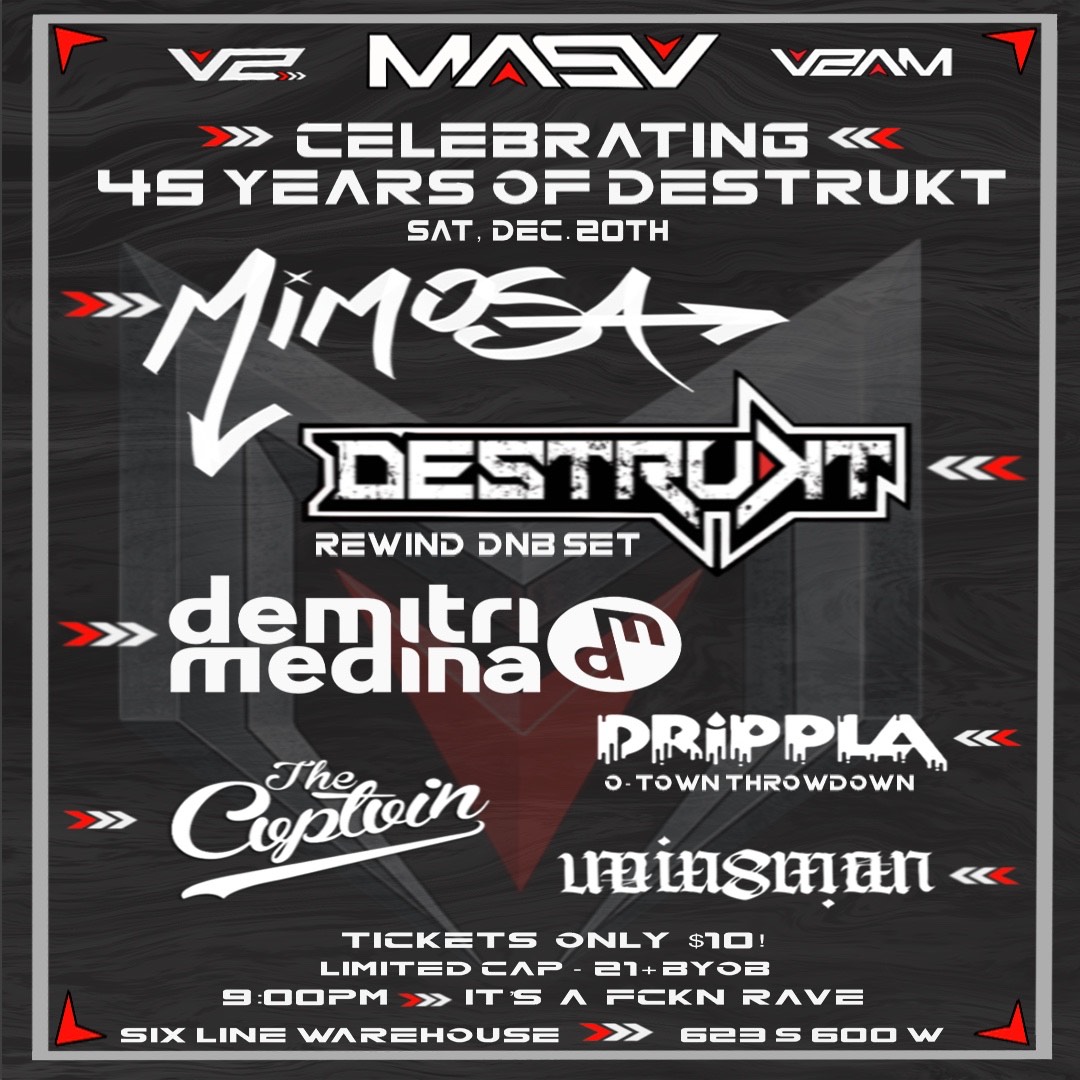 Come celebrate 45 years of Destrukt and the MASV Music Group Launch Party!